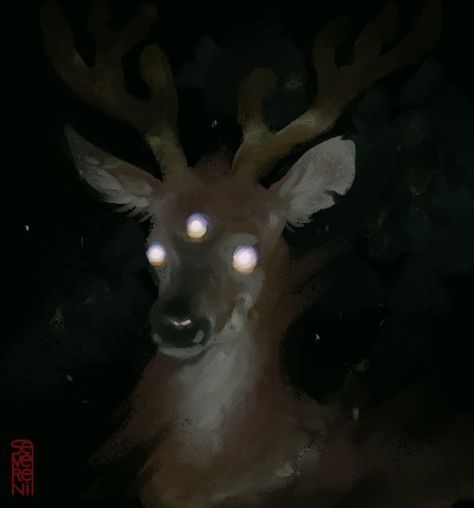 Deer Monster Concept Art, Creepy Deer Art, Deer Creepy, Deer Aesthetic Dark, Creepy Deer, Not Deer, Star Flesh, Starflesh Core, Creepy Animals