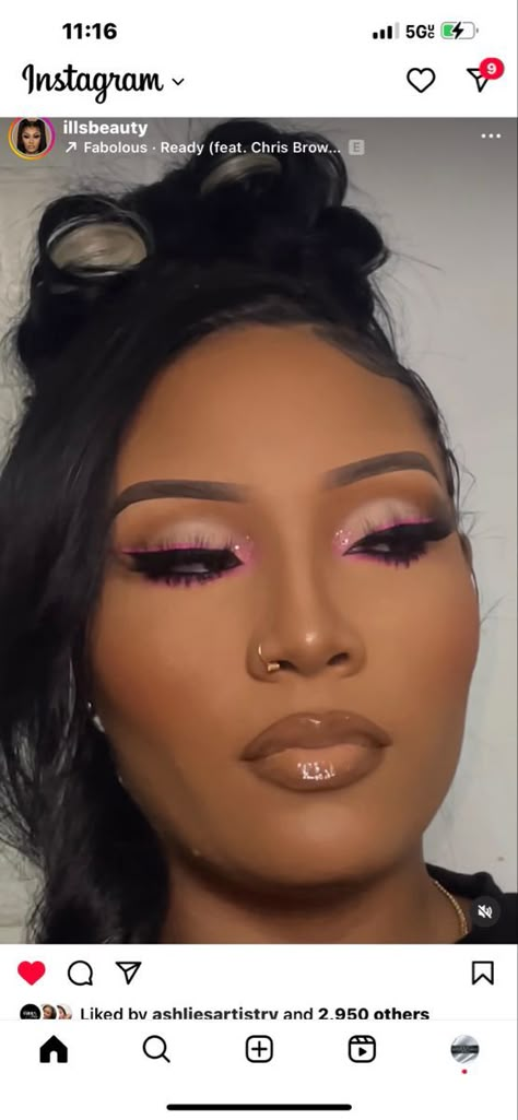 Soft Glam Makeup With Pink Eyeshadow, Make Up Ideas Birthday, Glam Birthday Makeup Looks Pink, Pink Birthday Eyeshadow, Soft Pink And Gold Makeup, Pink And Gold Glam Makeup, Soft Glam Pop Of Color, Bday Glam Makeup, Soft Glam Makeup Pink Eyes