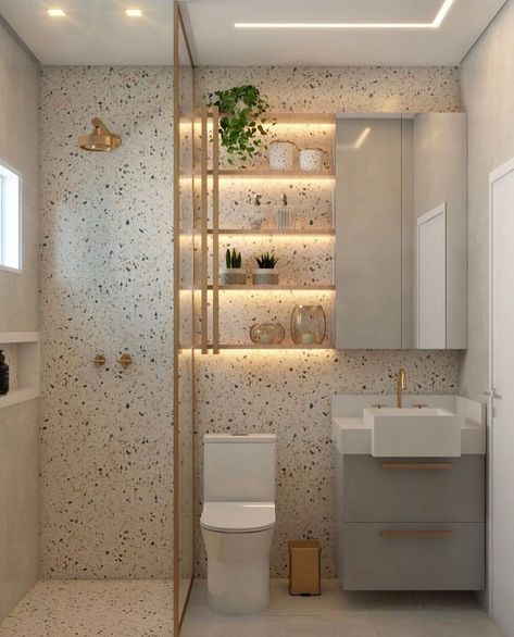 Small Washroom Design, Minimalist Small Bathrooms, Latest Bathroom Designs, Toilet And Bathroom Design, Bathroom Interior Design Modern, Bathroom Vanity Decor, Small Bathroom Layout, Small Bathroom Interior, Bilik Air