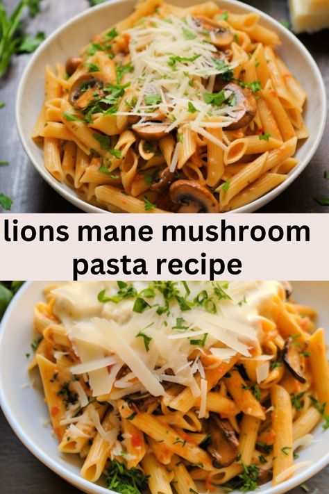 Lions Mane Pasta Recipe, Mushroom Pasta Easy, Lions Mane Mushroom Recipe Pasta, Healthy Pasta With Mushrooms, Mushroom Farfalle Pasta, Bucatini Pasta, Mushroom Recipes Pasta, Mushroom Pasta, Healthy Pasta Recipes