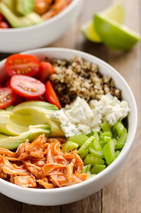 Creative Bowls, Buffalo Chicken Quinoa, Carbs Meals, Recipe Runner, Avocado Salads, Spicy Buffalo Sauce, Healthy Weekly Meal Plan, Fire Academy, Veggie Bowls