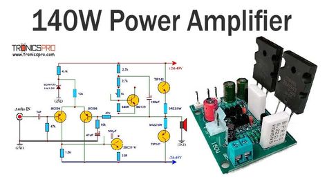 140W Audio Amplifier Circuit Diagram using TIP142 & TIP147 Audio Amplifier Circuit Diagram, Nataraja Shiva, Lord Nataraja, Synthesizer Diy, Amplifier Circuit Diagram, Electronics Projects For Beginners, Amplificatori Audio, Basic Electronic Circuits, Mini Amplifier