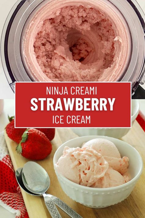 How to make homemade strawberry ice cream in a Ninja Creami. This strawberry ice cream made with fresh strawberries, cream, milk and vanilla. Make this classic ice cream flavor at home. Healthy Strawberry Ice Cream, Ice Cream Ninja Creami, Ninja Ice Cream Recipe, Homemade Strawberry Ice Cream, Strawberry Ice Cream Recipe, Fresh Strawberry Recipes, Ninja Creami Recipes, Vanilla Ice Cream Recipe, Ice Cream Flavor