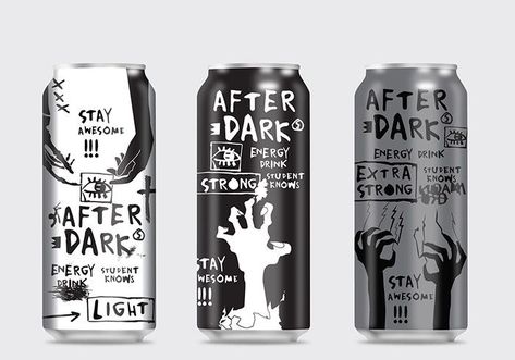 Edgy Packaging Design, Dark Packaging Design, Spooky Packaging, Energy Drink Packaging Design, Dark Packaging, Energy Drink Packaging, Dark Branding, Craft Beer Label Design, Energy Drinks Packaging