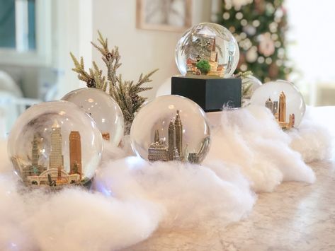 Let it Snow (Globe)! My Collection on Display for the Holidays • Southern Chick Journal Snowglobe Collection Display, Snowglobe Display Ideas, Snow Globe Collection Display, Snow Globe Display Ideas, Snowglobe Display, Snow Globe Display, Jax And Elena, Noah And Maya, Monochromatic Christmas