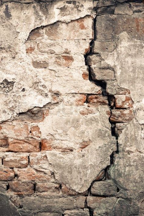 Old Brick Wall, Break Wall, Cracked Wall, Rock Textures, Brick Texture, Texture Inspiration, Texture Photography, Faux Brick, Old Bricks