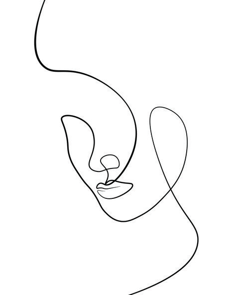 Single Line Drawing Face, Line Drawing Face Tattoo, Line Art Drawings Face, Single Line Face, Line Face Drawing, Line Tattoo Design, Girl Tattoo Design, Minimal Line Drawing, Line Animation