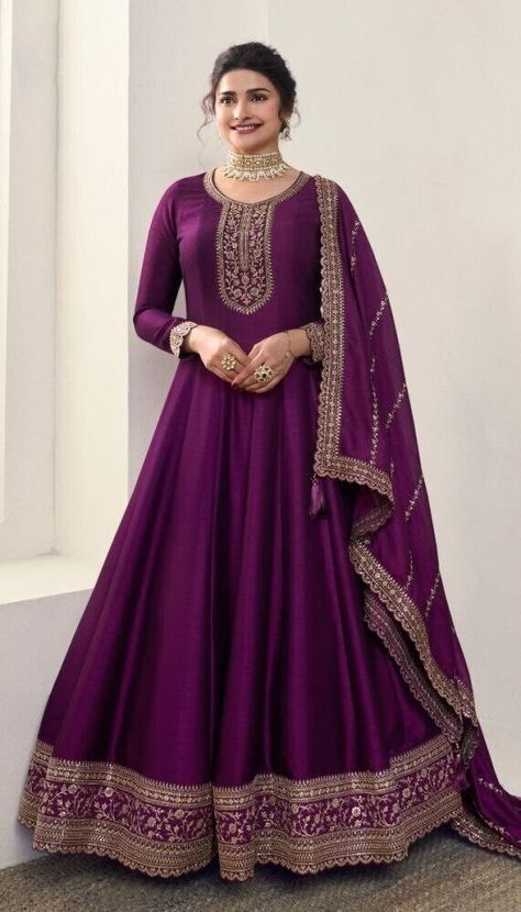 Elevate your style with these stunning Indian Ethnic Gowns in Wine color 🌟 Perfect for weddings, parties, and special occasions! Available in sizes S, M, L, XL. #BollywoodFashion #AnarkaliDress #PartyWear 🛍️✨ #eBay #eBayStore #eBaySeller #India #Anarkali #Doesnotapply #Wine #BridalGallery #Women #SilkGeorgette https://ebay.us/SJL0tv Gown Pakistani, Pakistani Gown, Purple Anarkali, Flared Anarkali, Anarkali Suits Bollywood, Georgette Anarkali Suits, Lehenga Choli Designs, Prachi Desai, Georgette Anarkali