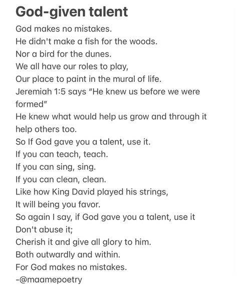 God-given talent… A poem I performed recently 😁 #maame #maamepoetry #poetry #poems #christian #faith #talent #church #ghana Poems About Faith In God, Poems About God, Church Poems, Poem About God, Christian Poetry, Beautiful Poems, Christian Poems, Jeremiah 1, Church Youth