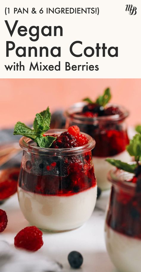 We cracked the code on Vegan Panna Cotta and are sharing alllll our secrets. 1 pan + 6 ingredients = drool-worthy results. Top with our mixed berry compote for a show-stopping dessert that’s SO quick + easy to make! Vegan Panna Cotta, Berry Compote, Minimalist Baker, Quick Easy Desserts, Elegant Desserts, Creamy Desserts, Vegan Treats, Mixed Berries, Vegan Baking