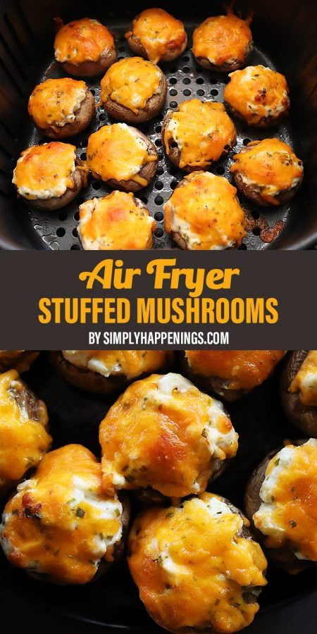 Easy Appetizers For A Party Air Fryer, Air Fry Stuffed Mushrooms, Air Fried Stuffed Mushrooms, Airfryer Stuffed Mushrooms, Instant Air Fryer Vortex Recipes, Air Fryer Appetizers For Party, Air Fry Mushrooms, Stuffed Mushrooms Air Fryer, Gourmia Air Fryer Recipes