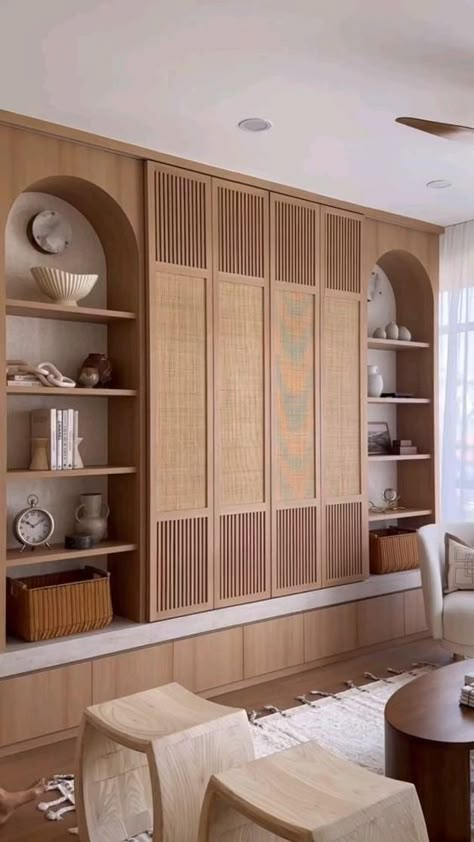 Tv Bookshelves, Hidden Tv Cabinet, Contemporary Bookshelf, Hidden Cabinet, Hidden Tv, Tv Room Design, Townhouse Designs, Shelf Furniture, Bookcase Wall