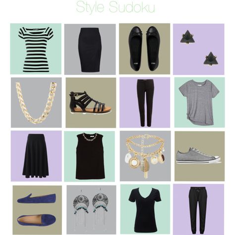 Style Sudoku 16 items Chose Outfit, Tic Tac Toe, Packing Light, Capsule Wardrobe, Perfect Clothing, Shoe Bag, Streetwear Brands, Independent Design, Luxury Fashion