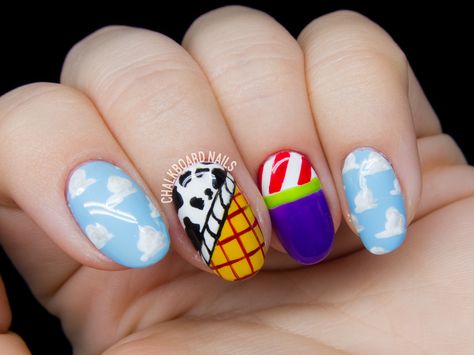 Toy Story nail art by @chalkboardnails Toy Story Nails, Chalkboard Nails, Disney Acrylic Nails, Disney Nail Art, Nail Art For Kids, Disney Nail, Nail Art Disney, Dope Nail Designs, Disney Nails