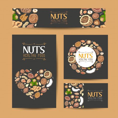 Deli ve tohum ile vektör kart dizisini P... | Premium Vector #Freepik #vector #business-card #banner #food #business Nuts Logo, Nuts Packaging, Healthy Restaurant Food, Fruit Packaging, Food Template, Almond Nut, Food Banner, Fruit Shop, Dry Fruit