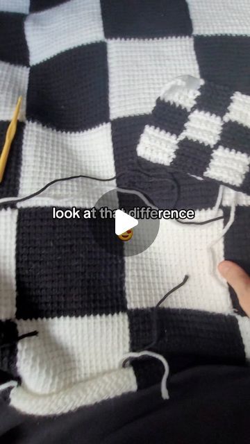 HalfDouble on Instagram: "Here's how to crochet the perfect checkerboard pattern. The trick to getting super sharp straight edges is picking the right stitch, and tunisian simple stitch gives the most satisfyingly straight lines. You can use it for anything, (scarves, cardigans, bags etc) as the back isn't a mess like a lot of colour changing crochet, but I'm obviously a sucker for a blanket 😍  #crochettips #crochettutorial #crochetblanket" Crocheted Checkered Blanket, Checker Blanket Crochet, Tunisian Crochet Checkerboard Pattern, Checked Crochet Blanket, Checkerboard Knitting Pattern, Check Crochet Blanket, Knit Checkerboard Pattern, How To Crochet Checkerboard Pattern, Crochet Checkered Blanket Patterns