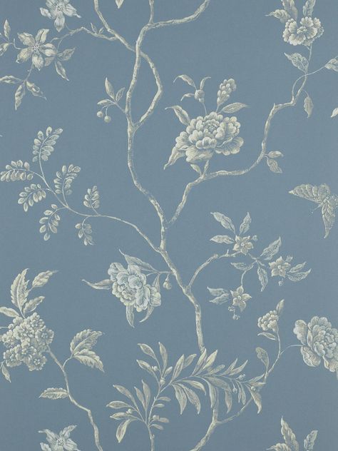 BuyColefax & Fowler Delancy Wallpaper, Blue, 07128/03 Online at johnlewis.com Wall Structure Design, Light Blue Floral Wallpaper, Jo Wallpaper, Green And Gold Wallpaper, Bee Bathroom, Forest Green And Gold, Chinoiserie Prints, Colefax And Fowler, Blue Flower Wallpaper