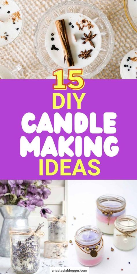 Have you ever tried your hand at candle-making? Here are 15 creative DIY candle-making ideas for you to try at home! #candlemaking #diycandles How To Decorate Candles, Creative Candle Making Ideas, Candle Decorating Ideas, Homemade Candle Recipes, Candle Making For Beginners, Candle Making Recipes, Soy Wax Candles Diy, Diy Candles Easy, Candle Recipes