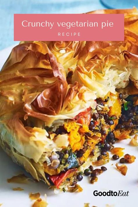 Veggie Pies Recipe, Vegetarian Filo Pie, Vegetarian Filo Pastry Recipes, Vegan Filo Pie, Vegan Filo Pastry Recipes, Filo Pastry Recipes Savoury Vegetarian, Vegetable Pie Puff Pastry, Vegetarian Pies Savoury, Lentil Pie