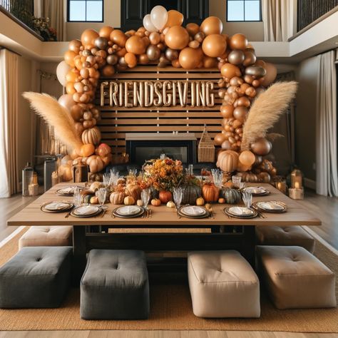 Gathered around for a cozy and stylish Friendsgiving! 🍂✨ This setup brings all the fall feels with earthy tones, textured pumpkins, and a festive balloon arch to create the perfect backdrop for gratitude and good times. Whether it’s Friendsgiving or any holiday gathering, Bach Strategy can bring your celebration vision to life with warmth and elegance. Ready to host an unforgettable dinner party?

🌟 Book your holiday decor today at https://buff.ly/3UA14wL!

#Friendsgiving #Thanksgiving Fall Party Backdrop, Friendsgiving Setup, Friendsgiving Party Ideas, Friendsgiving Table, Friendsgiving Decor, Friendsgiving Dinner Party, Friendsgiving Decorations, 4 Friends, Friendsgiving Dinner