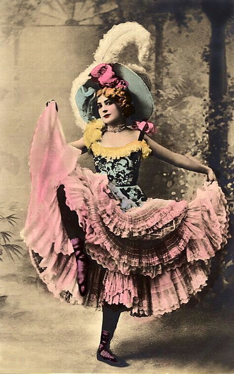 Vintage Colorized Photo Of A Can- Can Dancer #replayvintagegoods Moulin Rouge Dancers, Saloon Girls, Dancer Costume, This Girl Can, Can Can, Va Va Voom, Vintage Portraits, Look Vintage, Vintage Pictures