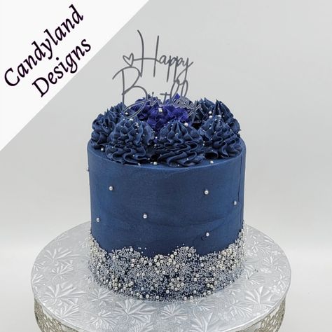 #bluecake Midnight Blue Cake Birthday, Denim Birthday Cake, Denim And Diamonds Cake Ideas, Blue And Silver Cake Ideas, Denim Cake Ideas, Blue And Silver Cake For Men, Denim Cake, Men Cakes, Diamond Cake