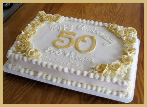 50th Anniversary - Cake by Wendy Army - CakesDecor Golden Anniversary Cake, Golden Wedding Anniversary Cake, Wedding Sheet Cakes, 50 Wedding Anniversary, Wedding Cake Simple Elegant, 50th Anniversary Party Ideas, 50th Wedding Anniversary Decorations, 50th Wedding Anniversary Ideas, 50th Wedding Anniversary Cakes