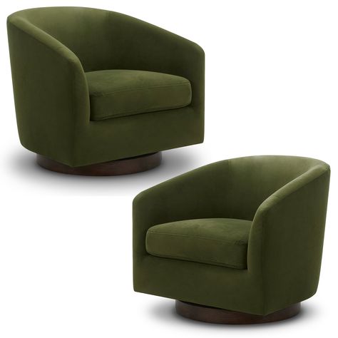 Green Chairs In Living Room, Barrel Chairs Living Room Ideas, Green Accent Chair Living Room, Accent Chairs For Living Room Ideas, Green Chair Living Room, Living Room Forest, Green Velvet Chairs, Arm Chair Living Room, Room Forest