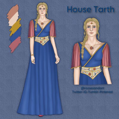 House Tarth Aesthetic, House Tarth, Westeros Aesthetic, Game Of Thrones Story, House Of The Dragon Art, Outfit Adopts, Game Of Thrones Dress, Clothes Game, Asoiaf Fanart