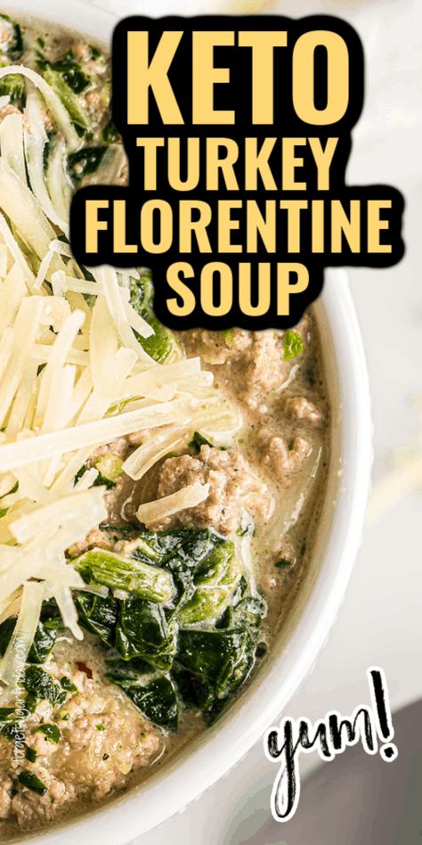 Keto Ground Turkey Soup Recipes, Low Carb Turkey Soup, Keto Turkey Soup Recipes, Keto Turkey Soup, Cream Of Turkey Soup, Florentine Soup, Soup Turkey, Ground Turkey Soup, Keto Turkey