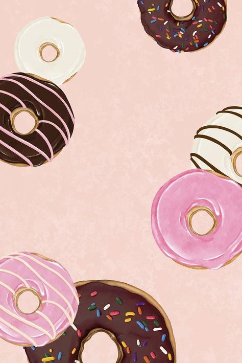 Pink donut frame background, dessert aesthetic illustration vector | premium image by rawpixel.com / Aew Dessert Background Wallpapers, Donut Background, Food Background Wallpapers, Donut Photos, Donut Logo, Dessert Aesthetic, Aesthetic Illustration, Pink Donut, Cute Donuts