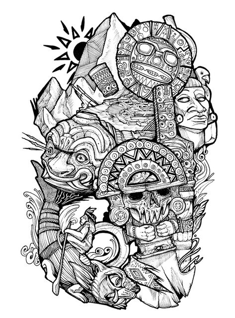 Peruvian Inca Tattoo Ideas, Inca Tattoo Design, Peru Tattoo Ideas Design, Inca Tattoo Peruvian, Filipino Warrior Tattoo, Aztec Leg Tattoo, Macuahuitl Tattoo, Peru Tattoo Ideas, Peruvian Tattoo