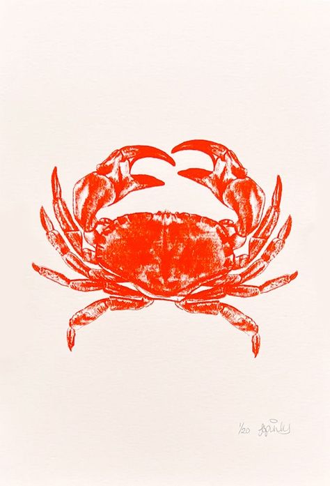 Crab Linocut, Crab Drawing, Screen Printing Inspiration, Crab Illustration, Crab Design, Crab Art, Crab Print, Kusadasi, Best Dating Apps