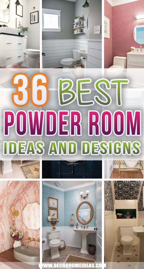 Powder Room Ideas Classic, Powder Room Colour Ideas, Vanity Room Wallpaper, Powder Room Ideas With Tile Wall, How To Decorate Small Powder Room, Small Powder Room Makeover Ideas, Bathroom Decor Powder Room, Powder Room Ideas Elegant Modern Tile, Ideas For Small Powder Rooms