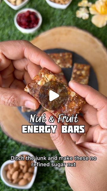 @nehadeepakshah on Instagram: "10 min Sugar Free Nut & Fruit Energy Bars. You will be making this on repeat. It is the perfect fix for your sugar cravings.

It’s time to make a switch to all things healthier. This is a wholesome snack. It is full of nuts & dried fruits. It is nutrient dense & a great source of energy. 

1/2 cup Mashed Dates
1/4 cup Dessicated Coconut
1/4 cup Dried Cranberries
1/2 cup Toasted Nuts (Almonds, Pistachios & Walnuts) 
1 tbsp Dried Figs

You can also add cocoa powder to this for a chocolatey flavour. 

Try more recipes with nuts and fruits & share using the hashtag #NutFruitRecipes & don’t forget to follow @nutfruit.in for more such recipes

🌟 Vishesh Tippani
- Store these in an airtight container

#NutFruit #EnergyBars #DitchTheJunk #HealthyRecipes" Dessicated Coconut, Healthy Vegetarian Snacks, Vegetarian Desserts, Wholesome Snacks, Dried Figs, Vegetarian Snacks, More Recipes, Energy Bars, Sugar Cravings