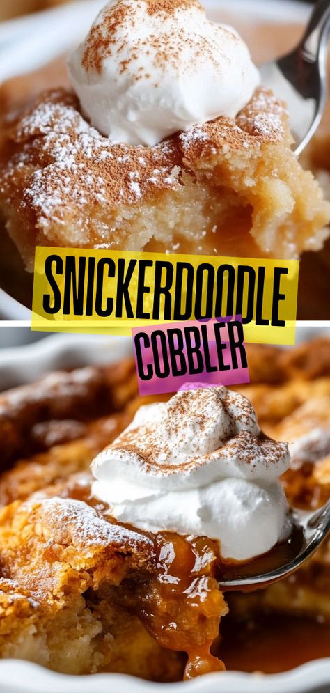 Snickerdoodle Cobbler is the cozy dessert you didn’t know you needed! With its cinnamon-sugar topping and soft, buttery interior, it’s an easy, crowd-pleasing treat perfect for any occasion. Ready in just 45 minutes, this simple cobbler is great for busy nights or holiday baking. Add it to your must-try dessert list and enjoy a warm, comforting bite! Snickerdoodle Cobbler, Cinnamon Sauce, Ms Recipes, Cobbler Recipes Easy, Cobbler Easy, Cinnamon Sugar Cookies, Snickerdoodle Cookie, Warm Desserts, Cinnamon Twists