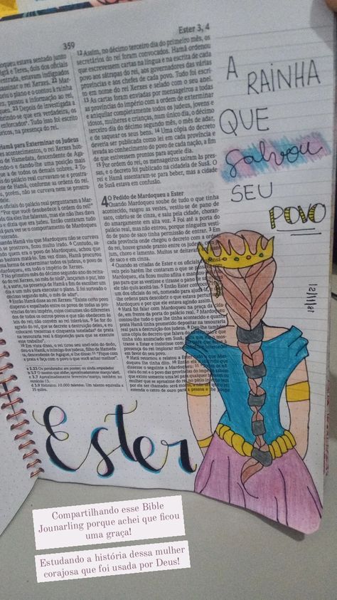 Desenho de uma mulher de costas. Com o nome "Ester" escrito ao lado. God Ideas, Jesus Bible, Bible Art Journaling, The Chosen, Bible Art, Art Journaling, Art Journal, Bullet Journal, Bible