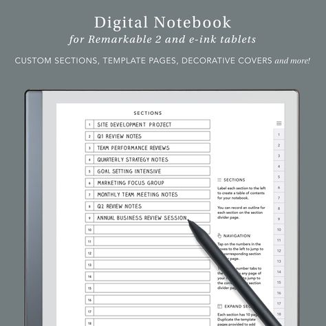 The perfect notebook for taking notes, sketching, and jotting down ideas. With a high-resolution display and a paper-like writing experience, the Remarkable 2 is the perfect way to stay organized and creative.

#remarkable2 #eink . #Notebook_Template #Remarkable_2 #Table_Of_Contents_Page #E_Ink Notebook Template, Table Of Contents Page, Remarkable 2, Notebook Templates, E Ink, Digital Notebook, Meeting Notes, Business Reviews, Class Notes