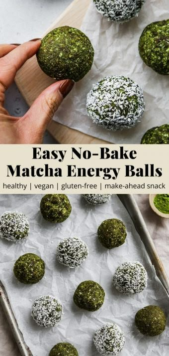 Easy Coconut Matcha Energy Balls | Walder Wellness, Dietitian (RD) Matcha Snacks, Matcha Energy Balls, Coconut Energy Balls, Coconut Matcha, Energy Bite, Matcha Coconut, Energy Balls Healthy, Energy Bites Recipes, Healthy Meal Prep Recipes