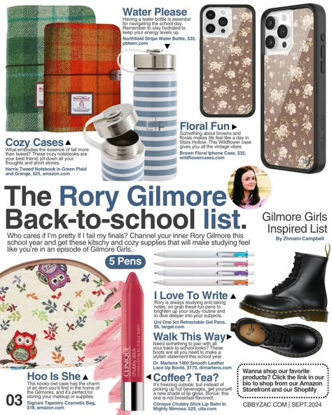 Calling all Gilmore Girls fans. Are you still looking for school supplies? Here is the official Rory back-to-school list ☕️📚 3/10 of our back-to-school list: TV & film 🏷️: #cbbyzac #fyp #magazinearticle #fall2024 #autumn #backtoschool #pinterestaesthetic #rorygilmore #gilmoregirls #moodboard #pinterest Rory Gilmore Stationary, Rory Gilmore Yale Aesthetic, Rory Gilmore School Supplies, School Needs List, Rory Gilmore Moodboard, School It Girl, Gilmore Core, I Have To Study, Magazine Moodboard