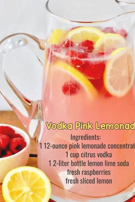 Lemonade Party Punch, Vodka Pink Lemonade, Punch Recipes For A Crowd, Party Drinks Ideas, Party Punch Recipe, Jungle Juice Recipe, Simple Drinks, Easy Party Drinks, Vodka Punch