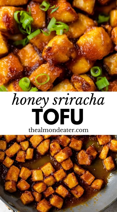 Honey Sriracha Tofu, Sriracha Tofu, Tofu Cubes, Honey Sriracha Sauce, Tofu Recipes Healthy, Tofu Recipes Vegan, Tofu Dishes, Tofu Recipe, Sriracha Sauce