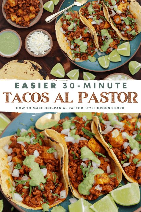 Recipe For Tacos, Ground Pork Tacos, Homemade Salsa Verde, Traditional Thanksgiving Recipes, Ground Pork Recipes, Tacos Al Pastor, Traditional Thanksgiving, Vegetarian Thanksgiving, Pork Tacos