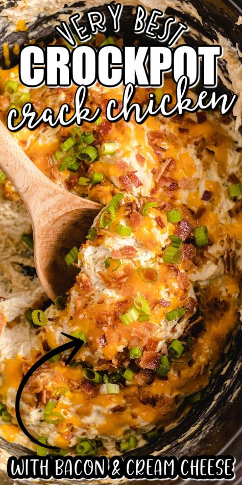 This slow cooker recipe is called “crack” for a reason - it’s addicting! Creamy, cheesy chicken made easier in a crockpot. This crack chicken crockpot recipe takes both the work and the guesswork out of making dinner. Flavorful and versatile, there are plenty of ways to serve up this crowd-pleasing dish. Crockpot Chicken And Gravy, Cracker Chicken, Chicken Breast Crockpot Recipes, Crockpot Chicken Breast, Making Dinner, Chicken Crockpot, Crockpot Recipe, Slow Cooker Recipe, Tender Chicken