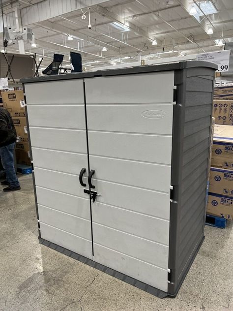 Costco sells this 4' x 6' Suncast Vertical Storage Shed for $399.99. This is a product that hits the shelves every year in late winter / early spring. These are always very popular so they tend to sell out quickly. Costco will usually have 1 or 2 of these sheds in-store as well as the popular deck boxes. If this Suncast Vertical Shed is something you are looking for, than buy it before it's gone. Click here for more..... https://costcofan.com/costco-suncast-shed/ Suncast Storage Shed, Plastic Storage Sheds, Resin Sheds, Utility Sheds, Patio Privacy Screen, Plastic Decking, Resin Storage, Sheds For Sale, Shed Organization