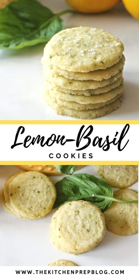 Basil Cookies, Easy Lemon Cookies, Fresh Basil Recipes, Lemon Cookies Easy, Basil Recipes, Herb Recipes, Lemon Basil, Kitchen Prep, Lemon Cookies