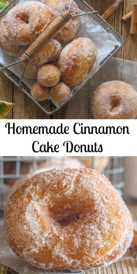 Homemade Cinnamon Cake Donuts, no yeast makes these fast and easy and so delicious. #donuts #cakedonuts #snack #dessert #doughnuts Homemade Cinnamon Cake, Donuts No Yeast, Cake Donuts Recipe, Doughnut Recipe Easy, Easy Donut Recipe, Easy Donuts, Homemade Doughnuts, Homemade Donuts Recipe, Cinnamon Donuts