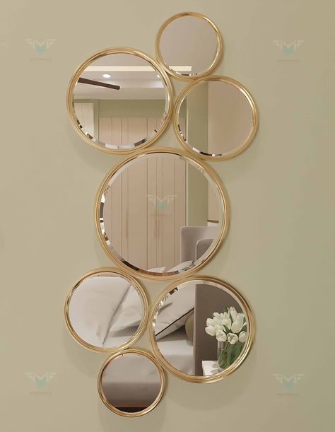 Metal Frame Mirrors has a concept driven from Italian Interior. It gives Luxurious feel and soothing comfort to your eyes, can be used in bedroom and drawing room. Drawing Room Mirror Ideas, Ideas For Mirror Frames, Mirror Art Work, Classy Homes, Display Shelves Decor, Entrance Table Decor, Circle Mirrors, Wall Mirror Decor Living Room, Decorative Bathroom Mirrors