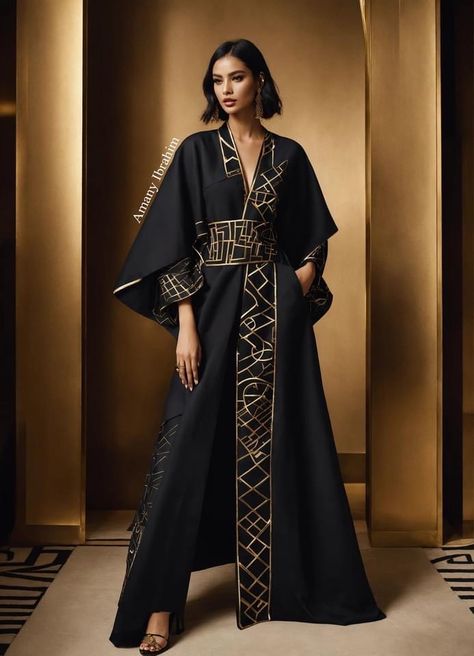 Arabian Casual Outfit, Modern Eastern Outfits, Ramadan Style Fashion, Ramadan 2025 Fashion, Pre Islamic Arabian Fashion, Arab Fashion Modern, Abaya Kimono Style, Modern Kimono Fashion Outfits, Modern Abaya Style