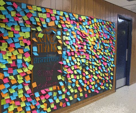 Gratitude Wall, String Art Wall, Gratitude Board, Gratitude Activities, School Displays, Youth Room, Prayer Wall, Project For Kids, Giving Thanks